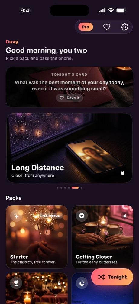 Tonight's card revealed on the home screen